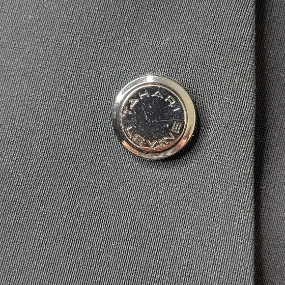 Tahari ASL Midi Skirt Suit Size 8 Black Snap Closure Slip Pockets Side Slit - Picture 9 of 13